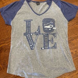 Purple and Gray Women’s Kentucky Love & Bourbon Shirt Medium, fits more like a S